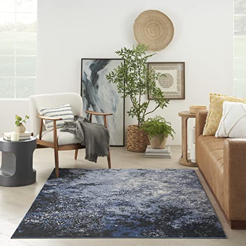 Nourison Home Passion Light Blue Black 3'9" x 5'9" Area Rug - Easy Clean, Non Shedding, Bed Room, Living Room, Dining Room, Kitchen (4' x 6') - color: Light Blue Black, size: 3'9" x 5'9" (Rectangular)