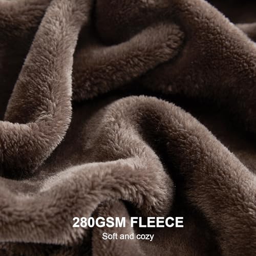 Hansleep Throw XL Brown Fleece Blanket, Soft Flannel Bed Blanket | Fuzzy Cozy Blanket 50x70 Inches, Multi-use for Bed, Sofa, Couch, Travel, Camping, All Season Warm Lightweight Cover - color: Brown, size: Throw XL (50x70 Inches)