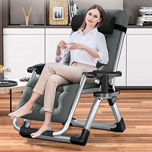 Comfy Folding Chair, Folding Lounge Chair with Cushion, Reclining Chair - color: Smoky Gray