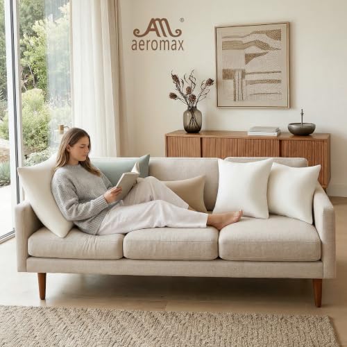 AM AEROMAX 12x20 Memory Foam Throw Pillow Insert, Rectangular Lumbar, White | Decorates bed/sofa/couch | lumbar shape fills pillow cover | resists flattening | comfortable to lean on - color: White, size: 12x20 Inch