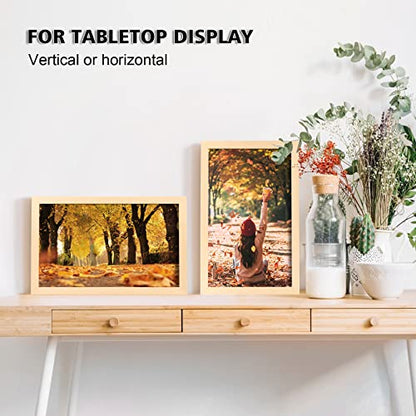 8.5x14 Picture Frame Natural, Solid Wood Frames with Acrylic Plexiglass, Tabletop and Wall Display Photo Frame, Set of 4 - color: Natural, size: 8.5x14