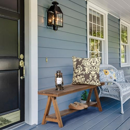 Wnutrees 43" Farmhouse Solid Wood Bench, Rustic Indoor Storage Bench | Entryway Seat for Living Room, End of Bed, Hallway, Original Natural Wood Finish, Sturdy Construction - size: 43" wood bench