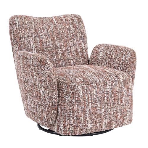 Swivel Accent Chair, 360 °Swivel Barrel Chair, Modern High-Back Armchair with Padded Armrest, Soft Cushion, Comfy Single Sofa for Living Room, Bedroom, Brown - color: Brown