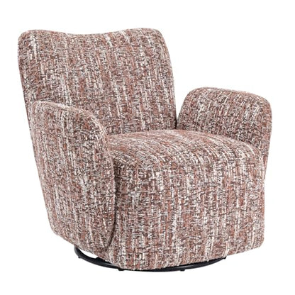 Swivel Accent Chair, 360 °Swivel Barrel Chair, Modern High-Back Armchair with Padded Armrest, Soft Cushion, Comfy Single Sofa for Living Room, Bedroom, Brown - color: Brown