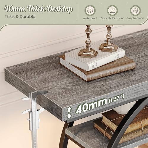 Huuger 41.3 Inch Entryway Table, Console Table with Shelves, Sofa Table | Modern Entrance Table, Console Tables for Entryway, Hallway, Entrance, Foyer, Living Room, O-Shaped Accent Table, Light Grey - color: Light Grey, size: 11.8"D x 41.3"W x 31.5"H