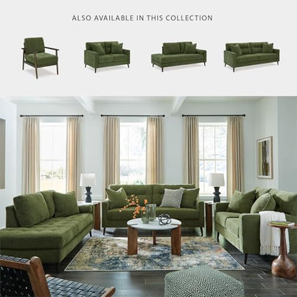 Signature Design by Ashley Bixler Loveseat Sofa, Green Small Couch | Fully assembled, 57 in W small couch, Olive green chenille upholstery, Anti-sag platform foundation - color: Green