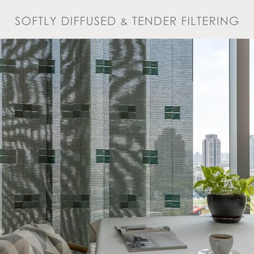 Panel Blinds Room Divider 45.8"-86" x 96", Spring | Woven Fabric Room Divider Panels for Closets and Windows with Adjustable Track and Trim-to-Fit Height - color: Spring
