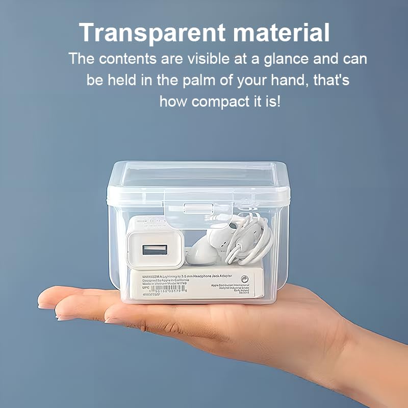 2 Pcs Mini Plastic Storage Containers Box with Lid, Mixed Sizes Rectangular Organizer for Small Items, Charger, Remote Control, Home, Office and School supplies, Stackable, Clear