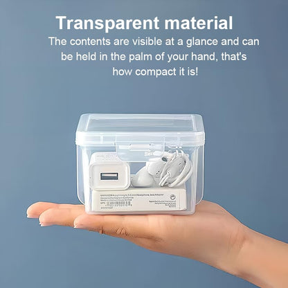 2 Pcs Mini Plastic Storage Containers Box with Lid, Mixed Sizes Rectangular Organizer for Small Items, Charger, Remote Control, Home, Office and School supplies, Stackable, Clear