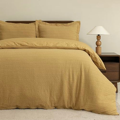 Dreamology Waffle Duvet Cover, Duvet Cover Full, 100% Cotton Waffle Weave | Duvet Covers with Zipper Closure, Soft & Breathable Luxury Textured Duvet Cover Set, Duvet Covers Full 3 Pieces (Mustard) - color: Mustard, size: Full