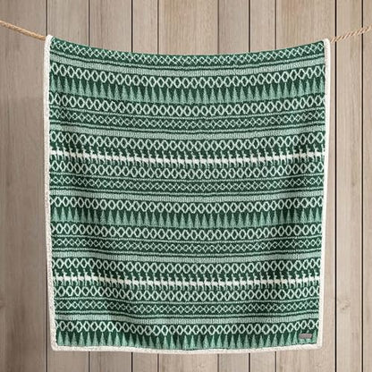 Eddie Bauer - Throw Blanket, Ultra-Soft Plush Bedding with Faux Shearling Reverse, Blanket for Couch & Bed (Alpine Fair Isle Green, 50" x 60") - color: Alpine Fair Isle Green, size: 50" x 60"