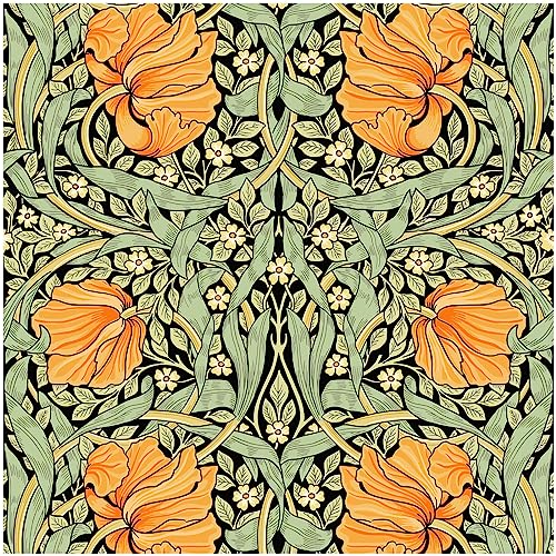 HAOKHOME William Morris Style Peel and Stick Wallpaper Art Deco Wall Paper | Green Black Yellow Textured Renter Friendly Removable Wall Paper Vintage Floral Bathroom Bedroom Contact Paper 17.3in x 9.8ft - color: Green/Yellow/Black, size: S: 17.3in x 9.8ft