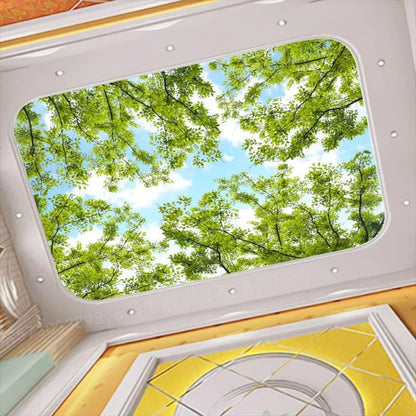 Custom Ceiling Wallpaper 3D Forest Theme Sky Wall Mural | Clouds Mural Ceiling Non Peel and Stick Wallpaper, Size Silk Fabric 118" W x 83" H - color: Mural 10, size: 118" x 83"