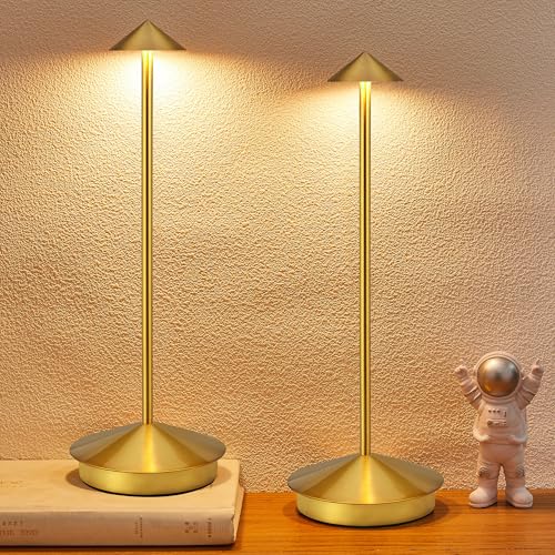 Portable Led Cordless Lamp Table Light 2 Pack, Rechargeable 6000mAh Battery Outdoor Table Lamp for Dinning Restaurant Patio Bedroom Camping, IP54 Waterproof, Dimmable - color: Bronze 2pcs