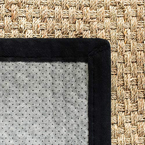 Safavieh Area Rug 3' Round - Natural Fiber Collection - Natural & Black, Seagrass, Basketweave Pattern with Border (NF114C) - color: Natural/Black, size: 3' (Round)