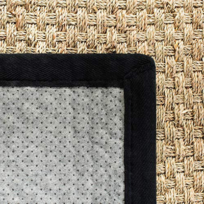 Safavieh Area Rug 3' Round - Natural Fiber Collection - Natural & Black, Seagrass, Basketweave Pattern with Border (NF114C) - color: Natural/Black, size: 3' (Round)