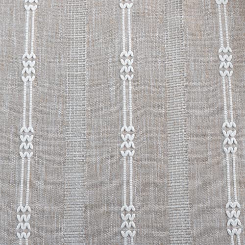 Deeprove Boho Curtains 84 Inches Long for Bedroom, Taupe Cotton Linen White Stripes Embroidery Chic Hollow Geometric, Semi Blackout Window Vintage Drape Tassels, 1 Panel W52 x L84 - color: Taupe, size: 52"W x 84"L (Pack of 1)
