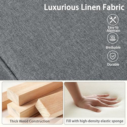 Linen Storage Ottoman with Wooden Legs, 17" Square Upholstered Footrest Stool, Extra Seat or Coffee Table for Living Room, Bedroom, Entryway, Dark Grey - color: Dark Grey
