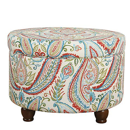 HomePop 24" Large Round Storage Ottoman - Bold Paisley - color: Bold Paisley
