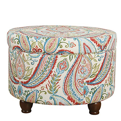 HomePop 24" Large Round Storage Ottoman - Bold Paisley - color: Bold Paisley