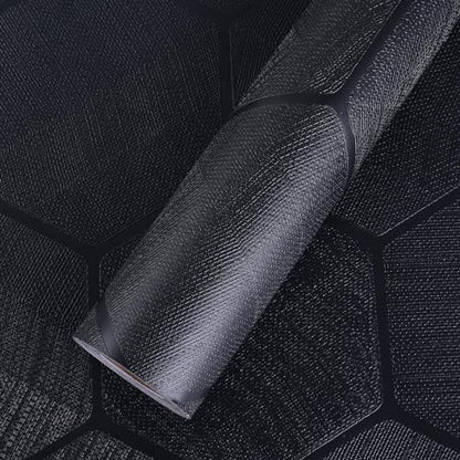 Self Adhesive Black Peel and Stick Wallpaper 15.7" X 78" 3D Hexagon | Geometric Embossed Contact Paper Removable Easy Peel Off Wallpaper Textured Wall Paper for Cabinet Bedroom - color: Black, size: 15.7" x 78"