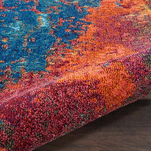 Nourison Home Celestial Atlantic 7’10” x Round Area Rug - Easy Clean, Non Shedding, Bed Room, Living Room, Dining Room, Kitchen (8' x Round) - color: Atlantic, size: 7'10" (Round)