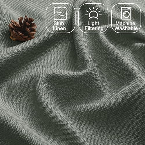 Chyhomenyc Bennet Olive Green Window Valance, Faux Linen Slub Textured Semi Sheer Small Kitchen Cafe Valance for Bathroom Laundry Basement, 30 Wx14 L, 2 Piece - color: Olive Green, size: 30"W x 14"L (Pack of 2)
