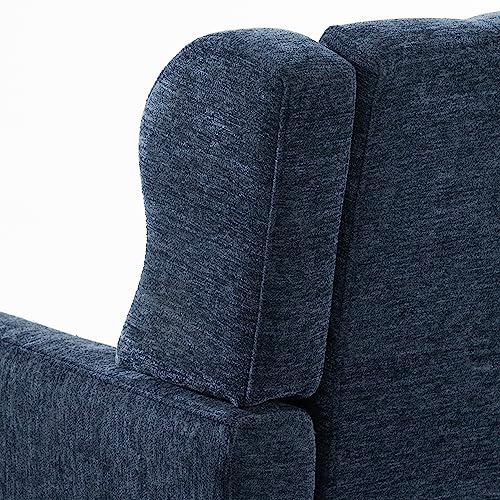 Accent Chair, Living Room Chairs with Solid Wood Legs & Pillow | Chairs Living Room with High Tufted Backrest, Reading Chair for Bedroom/Office, Chenille Fabric - color: Dark Blue