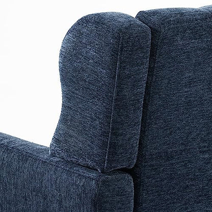 Accent Chair, Living Room Chairs with Solid Wood Legs & Pillow | Chairs Living Room with High Tufted Backrest, Reading Chair for Bedroom/Office, Chenille Fabric - color: Dark Blue