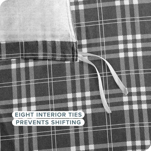 Bare Home Flannel Duvet Cover Set Twin/Twin XL, Stirling Plaid - Grey/White | 100% Cotton, Velvety Soft, Heavyweight, Premium Flannel, Double Brushed, Includes Sham Pillow Cover - color: 15 - Stirling Plaid - Grey/White (No Comforter), size: Twin/Twin XL
