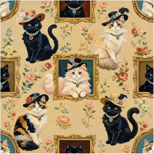 Floralplus Peel and Stick Wallpaper Vintage Floral Wallpaper | Renter Friendly, Removable, Textured, Vintage Cat Wallpaper, Self Adhesive Textured Contact Paper for Bedroom, 17.5 x 118 in - color: Light Brown