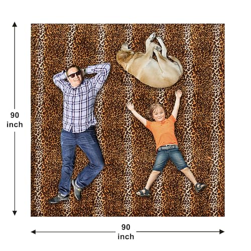 Bnuitland Leopard Print Flannel Blanket, Large Size 90x90 Inches for Bed Couch Travel, 300 GSM Double Sided Cheetah Print Super Soft Fuzzy Fluffy Fleece Blanket for Adults - color: Leopard Brown, size: King (U.S. Standard)