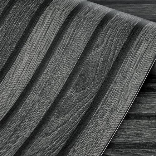 Livelynine Black Wood Slat Wallpaper Peel and Stick Black Faux Beadboard Wallpaper Renter Friendly Waterproof Wall Paper Modern Slate Contact Paper 15.8x78.8 3D Textured Wood Slat Wall Panel Roll - color: Black Wood Slats, size: 15.8" x 78.8"