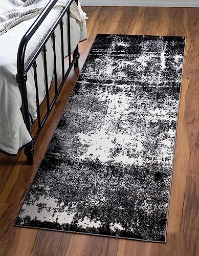Keen Home Design Runner Rugs - 32"x91" Non-Shedding, Thick Pile Abstract Rugs for Kitchen, Living Room, Bedroom, Dining Room, Entryway - Size: 2'8" x 7'7", Abstract Black - color: Abstract Black, size: 2'8" x 7'7" (Runner)