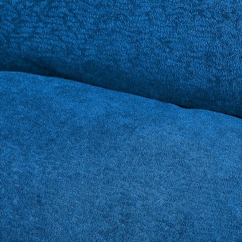SLEERWAY 3 in 1 Convertible Sleeper Sofa Bed, 56.3" W Easy Pull Out Couch Bed with Dual Cup Holders, Comfy Thick Padding Futon Loveseat with Adjustable Backrest for Living Room Small Space (Blue) - color: Blue, size: 56.3"