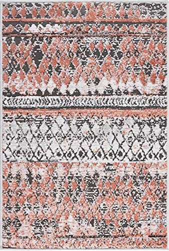 Rugs.com Leipzig Collection Area Rug – 2' x 3' Salmon Low-Pile Rug Perfect for Entryways, Kitchens, Breakfast Nooks, Accent Pieces - color: Salmon, size: 2 x 3 feet Rectangular