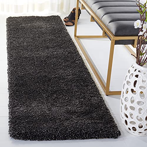SAFAVIEH Milan Shag Collection Runner Rug - 2' x 8', Dark Grey, Solid Design, Non-Shedding & Easy to Clean, Plush Thick Pile, Ideal for Hallway, Foyer, Bedroom (SG180-8484) - color: Dark Grey, size: 2' x 8' (Runner)