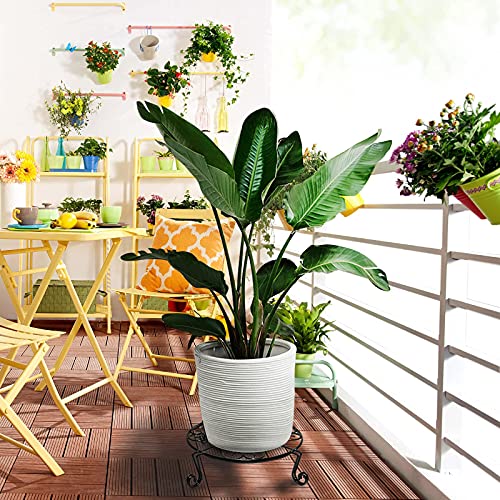 NSYOOMH 2 pack 10" Rustproof Black Metal Plant Stands Heavy Duty Plants Holder Outdoor Indoor, Round Wrought Iron Sturdy Flower Planter Pot Stand, Corner Gardening Inside Potted Plant Risers - 10Inch