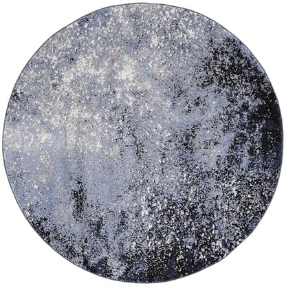 Nourison Home Passion Light Blue Black 4' x Round Area Rug - Easy Clean, Non Shedding, Bed Room, Living Room, Dining Room, Kitchen (4' x Round) - color: Light Blue Black, size: 4' (Round)
