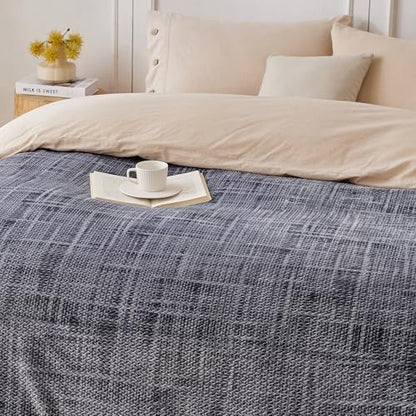 COOVA Fleece Bed Blanket Twin Size, Super Soft and Cozy 3D Jacquard Warm Blankets, Lightweight and Fuzzy Throw for Couch, Sofa, Chair, Giftable (Dark Grey, 60"x80") - color: Graphite Dark Grey, size: 60"x80"