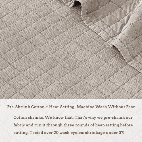 Pre-Washed Cotton King Size Quilt Set 98x106 Waffle Textured | Lightweight Breathable Bedspread Coverlet,All Season Bedding Set,Fits King & Cal King，with 2 Pillow Shams Beige - color: Beige, size: King-98x106