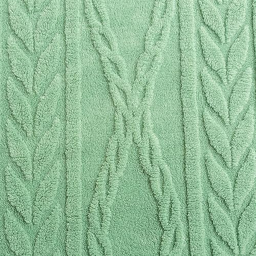YUSOKI Sherpa Fleece Queen Size Blanket, Sage Green, 90"x90" | 3D Stylish Design,320GSM, Non-Shedding, Lightweight for All Season Use, stays fluffy after repeated washes, Perfect Gifts - color: Sage Green-(without Pillows), size: Queen (90" x 90")