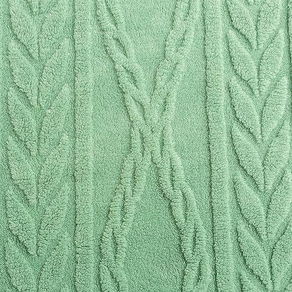 YUSOKI Sherpa Fleece Queen Size Blanket, Sage Green, 90"x90" | 3D Stylish Design,320GSM, Non-Shedding, Lightweight for All Season Use, stays fluffy after repeated washes, Perfect Gifts - color: Sage Green-(without Pillows), size: Queen (90" x 90")