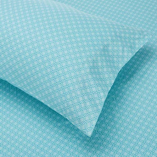 Amazon Basics Full/Queen Comforter Set with Geometric Sheets, 7-Piece Industrial Teal Bedding, Lightweight Microfiber Bed-in-a-Bag - color: Industrial Teal, size: Full/Queen, style: 1-Pack