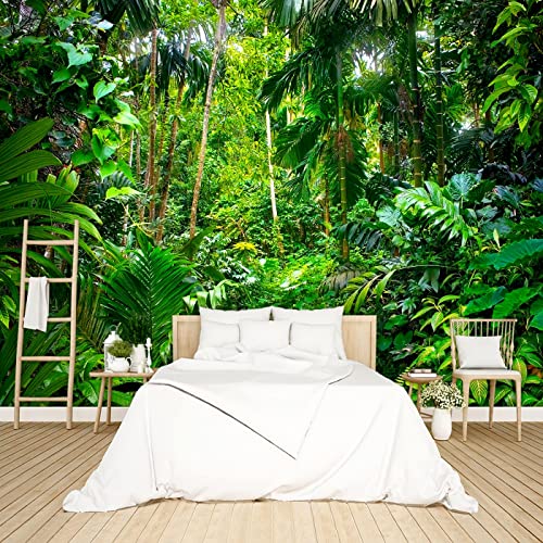 Tropical Rainforest Botanical Wallpaper Bedroom Green Leaf Plant murals Aesthetic Room Decor Living Room tv Background Large wall Mural - 137"x96" Not Peel and Stick - color: B033, size: 137"x96"