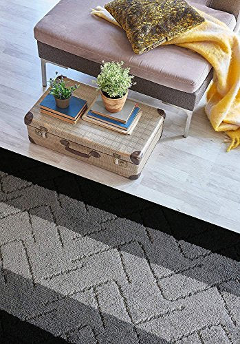 Hallway Runner Rug, 2'7" x 3' Washable Non-Slip Carpet Runner, Custom Size | Rubber Backed Runners for Hallways, Kitchen, Bathroom & Entryway, 2-35 Feet - color: Zigzag-grey, size: 2'7" x 3' (Runner)
