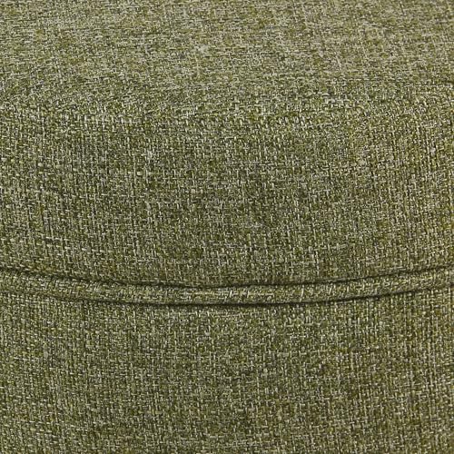 HomePop 19" Round Storage Ottoman - Green Tweed - color: Green Tweed