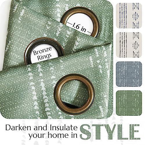 jinchan Boho Blackout Curtains 63 Inch Length for Bedroom Living Room | White on Sage Green Geometric Printed Grommet Curtains Room Darkening Thermal Insulated Window Treatments 2 Panels - color: Boho | White on Sage Green, size: 52"W x 63"L (Pack of 2)