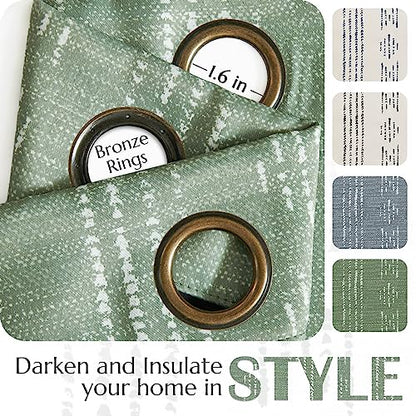 jinchan Boho Blackout Curtains 63 Inch Length for Bedroom Living Room | White on Sage Green Geometric Printed Grommet Curtains Room Darkening Thermal Insulated Window Treatments 2 Panels - color: Boho | White on Sage Green, size: 52"W x 63"L (Pack of 2)