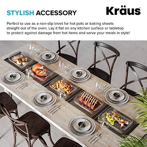 Kraus Multipurpose Workstation Sink Roll-Up Dish Drying Rack, Colander and Trivet in Green, KRM-11GR